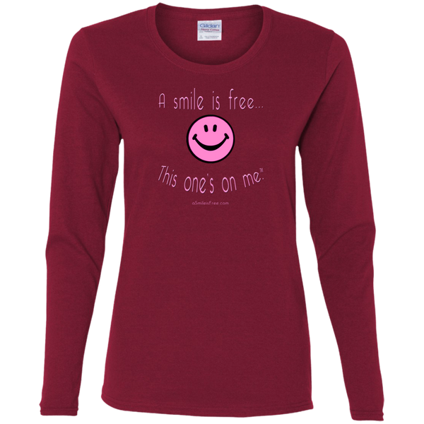 G540L Ladies' Cotton LS T-Pink Smile