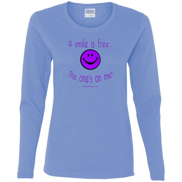 G540L Ladies' Cotton LS T-Purple Smile