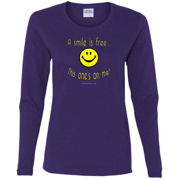 G540L Ladies' Cotton LS T-Yellow Smile