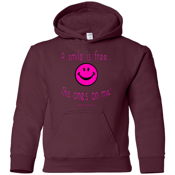 G185B Youth Pullover Hoodie Neon Pink Smile