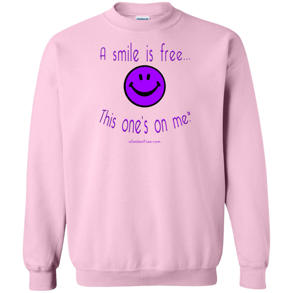 G180 Crewneck Pullover Sweatshirt  8 oz. Purple Smile