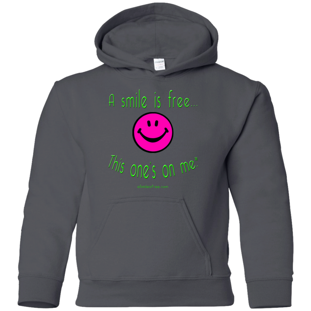 G185B Youth Pullover Hoodie Neon Pink Smile/NG