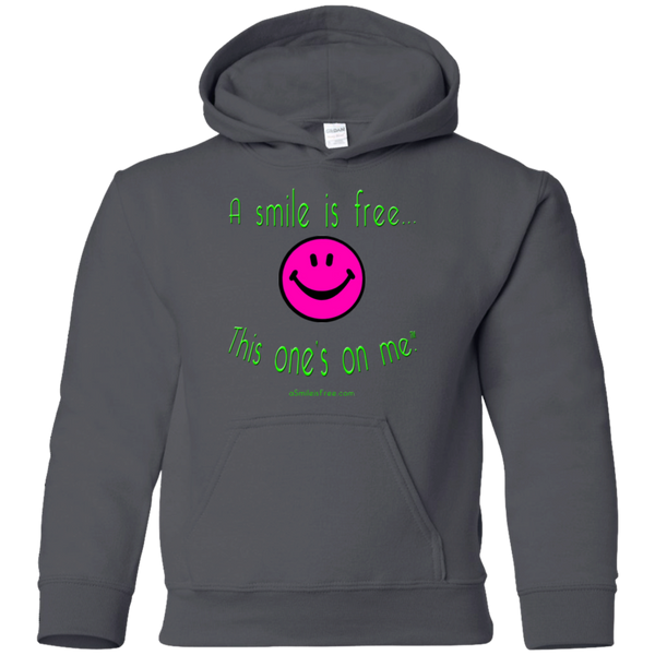 G185B Youth Pullover Hoodie Neon Pink Smile/NG