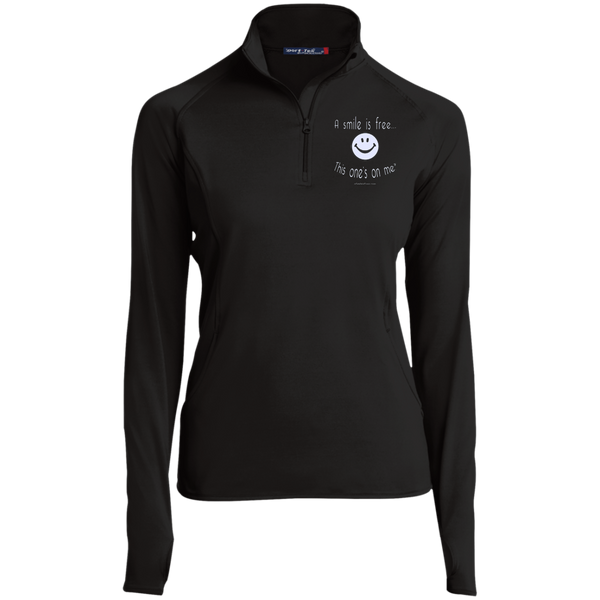 LST850 Women's 1/2 Zip Performance Pullover White Smile