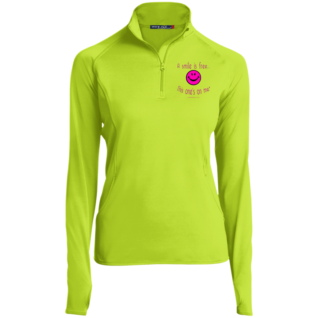 LST850 Women's 1/2 Zip Performance Pullover Neon Pink Smile