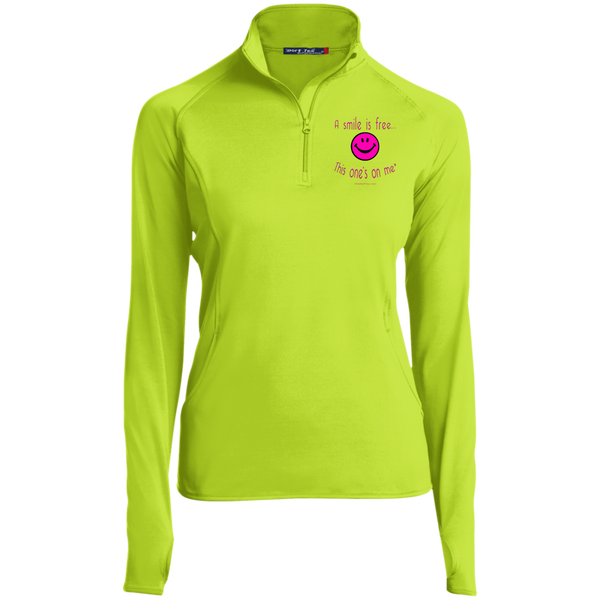 LST850 Women's 1/2 Zip Performance Pullover Neon Pink Smile
