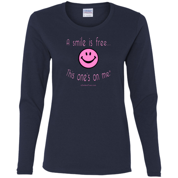 G540L Ladies' Cotton LS T-Pink Smile