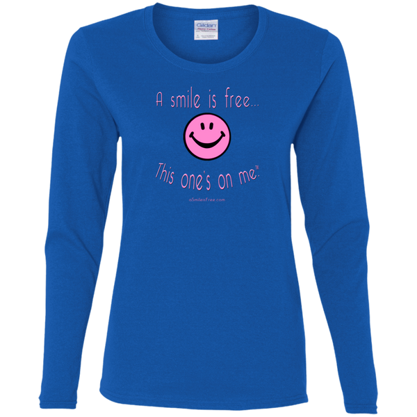 G540L Ladies' Cotton LS T-Pink Smile