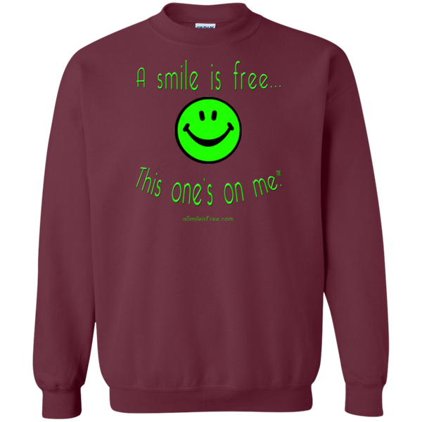 G180 Crewneck Pullover Sweatshirt  8 oz. Neon Green Smile