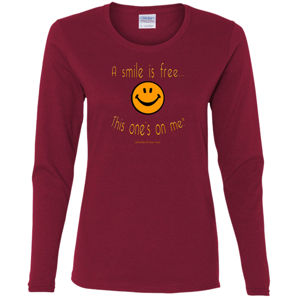 G540L Ladies' Cotton LS T-Pumpkin Smile