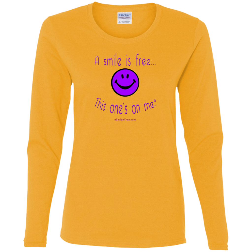 G540L Ladies' Cotton LS T-Purple Smile