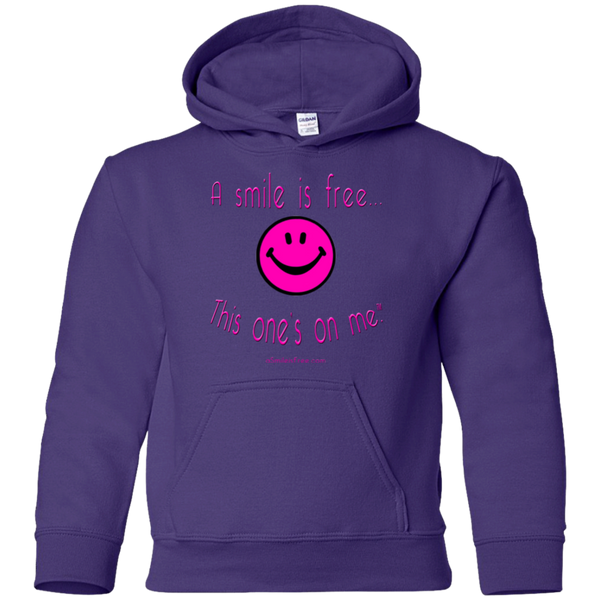 G185B Youth Pullover Hoodie Neon Pink Smile
