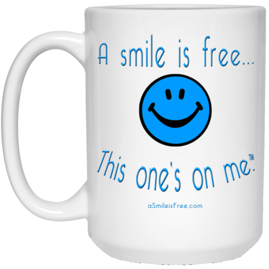 21504 15 oz. White Mug Blue Smile