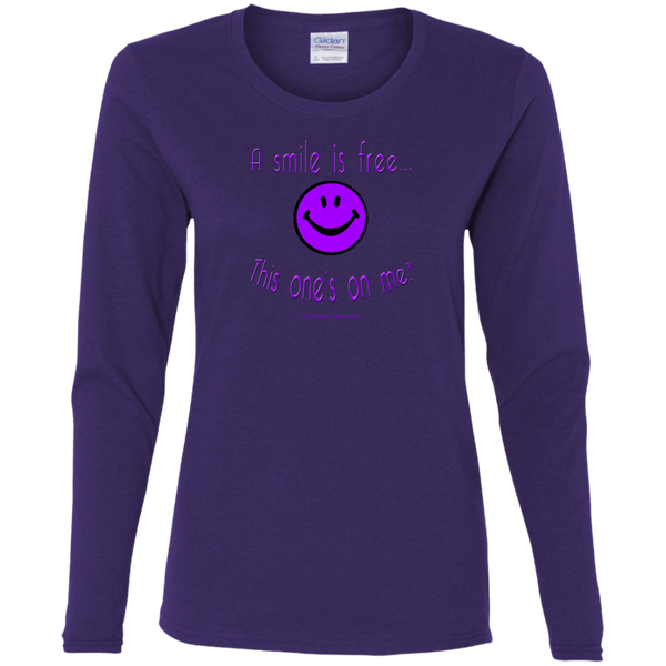 G540L Ladies' Cotton LS T-Purple Smile