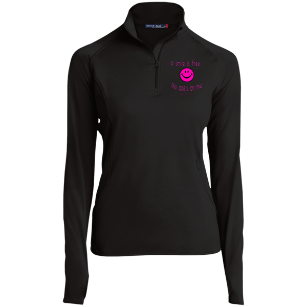 LST850 Women's 1/2 Zip Performance Pullover Neon Pink Smile