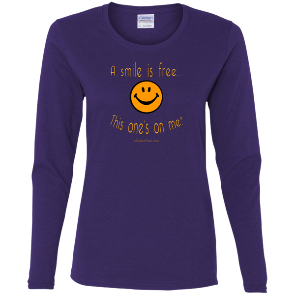 G540L Ladies' Cotton LS T-Pumpkin Smile