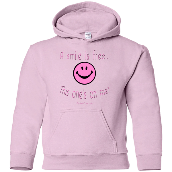 G185B Youth Pullover Hoodie Pink Smile