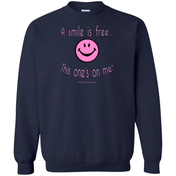 G180 Crewneck Pullover Sweatshirt  8 oz. Pink Smile