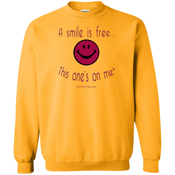 G180 Crewneck Pullover Sweatshirt  8 oz. Maroon Smile