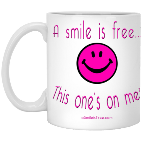 XP8434 11 oz. White Mug Neon Pink Smile