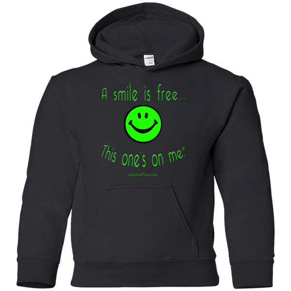 G185B Youth Pullover Hoodie Neon Green Smile