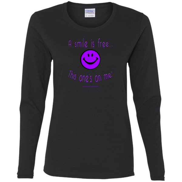 G540L Ladies' Cotton LS T-Purple Smile