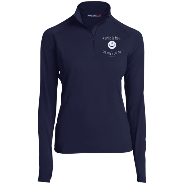LST850 Women's 1/2 Zip Performance Pullover White Smile