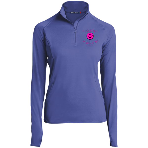 LST850 Women's 1/2 Zip Performance Pullover Neon Pink Smile