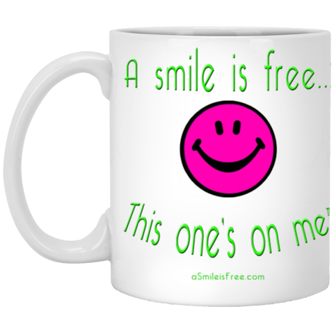 XP8434 11 oz. White Mug Neon Pink Smile/NG
