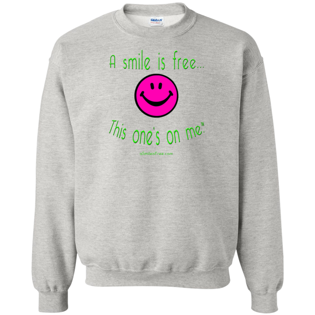 G180 Crewneck Pullover Sweatshirt  8 oz. Neon Pink Smile/NG