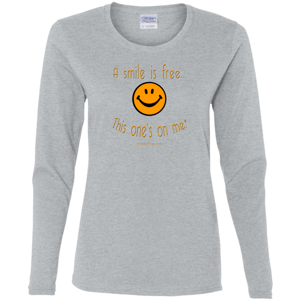 G540L Ladies' Cotton LS T-Pumpkin Smile