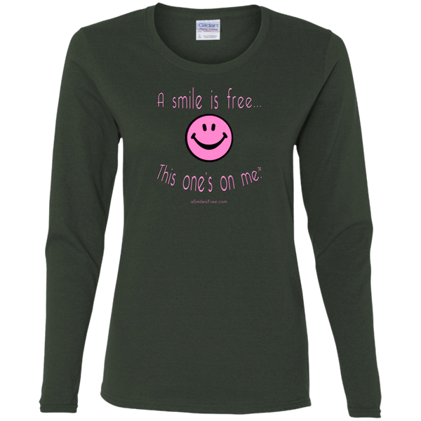 G540L Ladies' Cotton LS T-Pink Smile