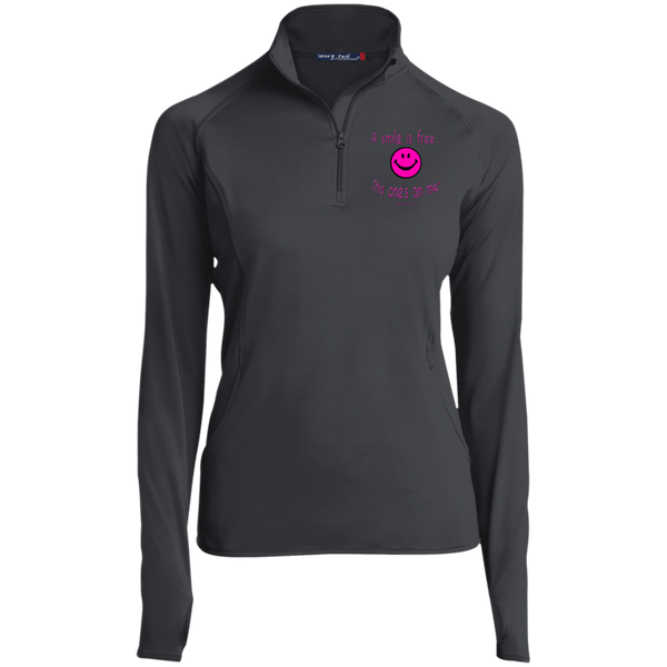 LST850 Women's 1/2 Zip Performance Pullover Neon Pink Smile