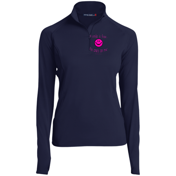 LST850 Women's 1/2 Zip Performance Pullover Neon Pink Smile