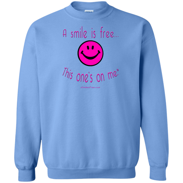 G180 Crewneck Pullover Sweatshirt  8 oz. Neon Pink Smile