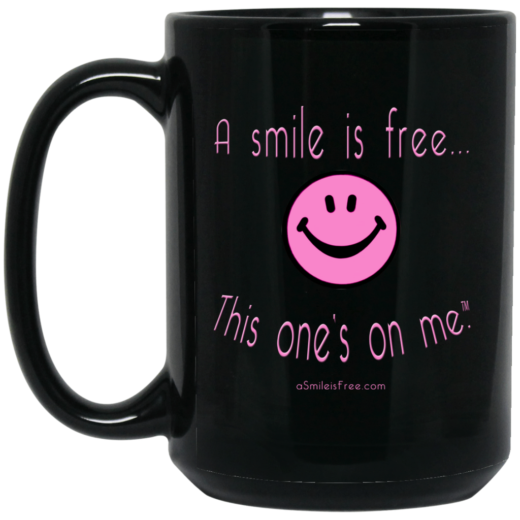BM15OZ 15 oz. Black Mug Pink Smile