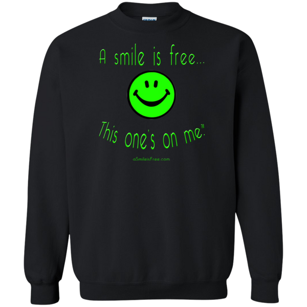G180 Crewneck Pullover Sweatshirt  8 oz. Neon Green Smile