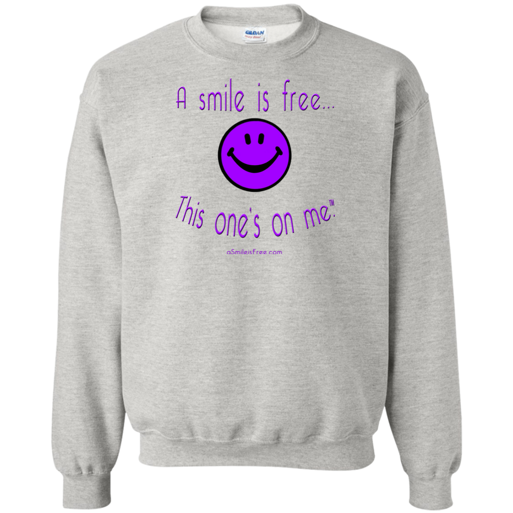 G180 Crewneck Pullover Sweatshirt  8 oz. Purple Smile