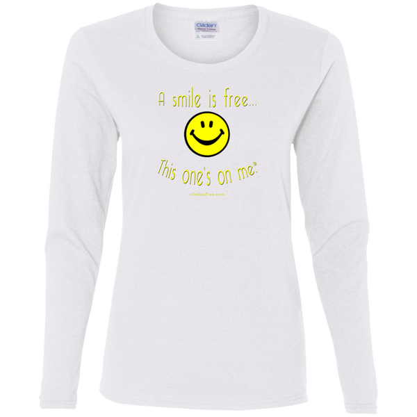 G540L Ladies' Cotton LS T-Yellow Smile