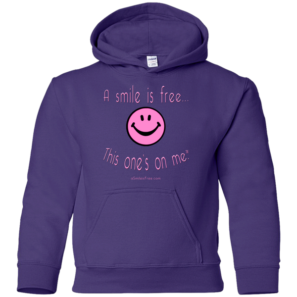 G185B Youth Pullover Hoodie Pink Smile