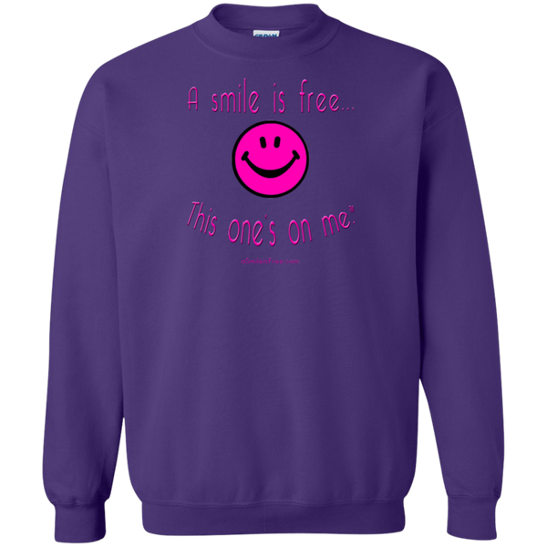G180 Crewneck Pullover Sweatshirt  8 oz. Neon Pink Smile