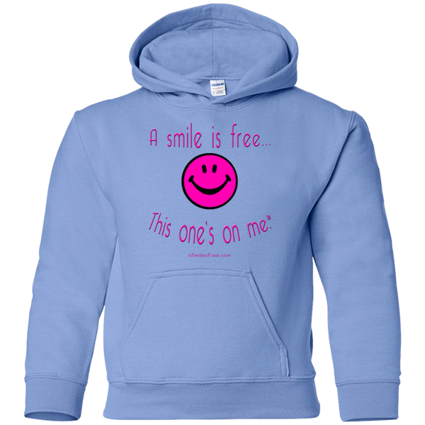 G185B Youth Pullover Hoodie Neon Pink Smile