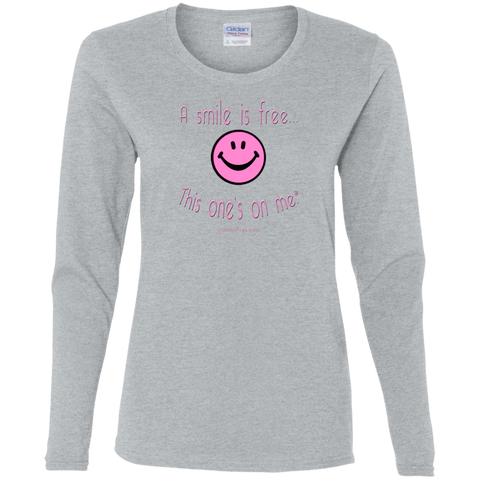 G540L Ladies' Cotton LS T-Pink Smile