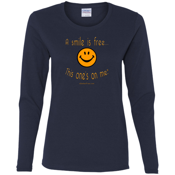 G540L Ladies' Cotton LS T-Pumpkin Smile