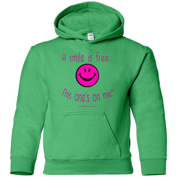 G185B Youth Pullover Hoodie Neon Pink Smile