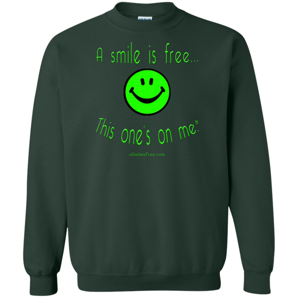 G180 Crewneck Pullover Sweatshirt  8 oz. Neon Green Smile