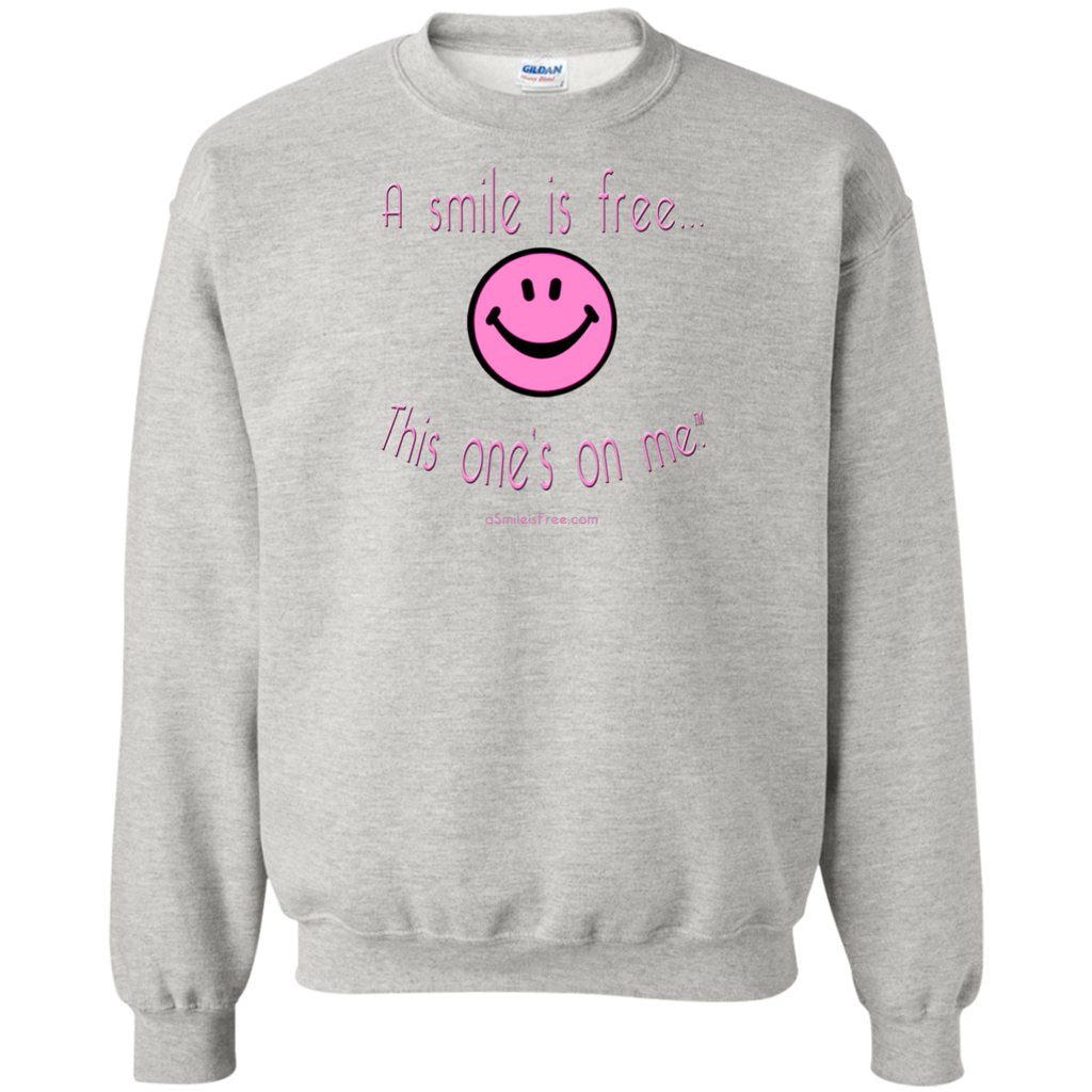 G180 Crewneck Pullover Sweatshirt  8 oz. Pink Smile