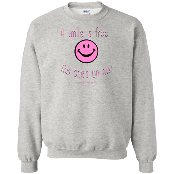 G180 Crewneck Pullover Sweatshirt  8 oz. Pink Smile