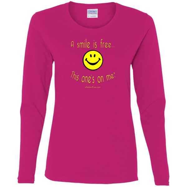 G540L Ladies' Cotton LS T-Yellow Smile