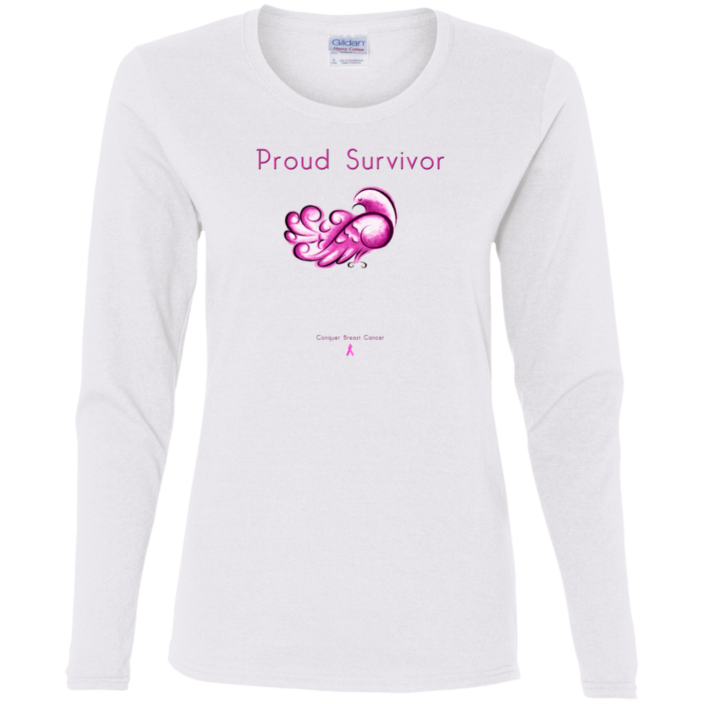 G540L Ladies' Cotton LS T-Shirt-Proud Survivor